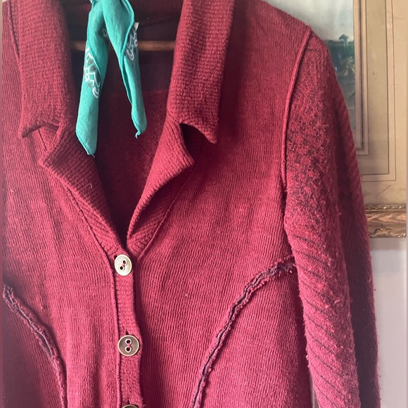 Free People Cardigan in Brick Red - Picture 2 of 3